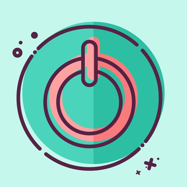 Icon Botón de encendido relacionado con el símbolo de aire acondicionado estilo MBE diseño simple editable