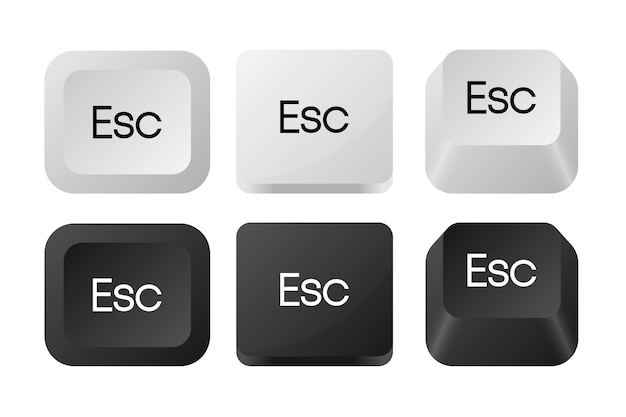 Icon de botón de teclado Esc de diferentes tipos Botón de computadora Isolado en blanco Ilustración vectorial