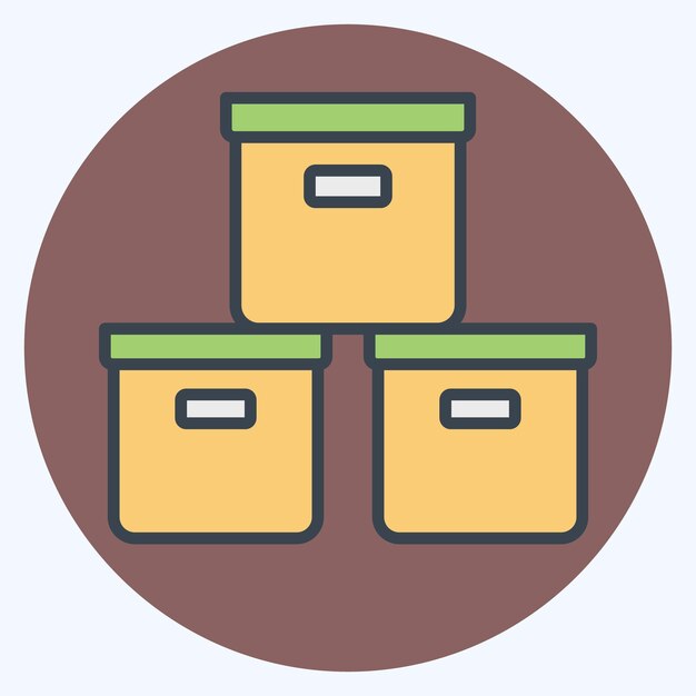 Icon Box relacionado con el símbolo de Office estilo color mate ilustración de diseño simple
