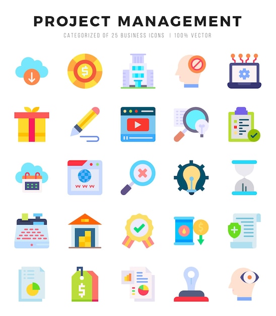 Icon Bundle de Administración de Proyectos 25 Iconos para sitios web y aplicaciones