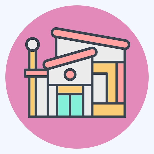Icon Bungalow relacionado con alojamientos símbolo color mate estilo diseño simple editable