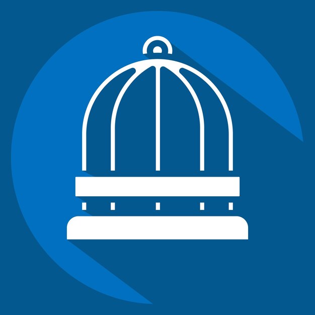 Icon Cage de pájaros relacionado con el símbolo de decoración estilo sombra larga diseño simple editable