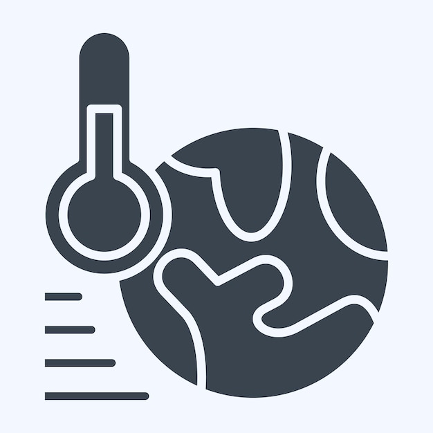 Icon El calentamiento global relacionado con el símbolo de la ecología estilo glifo ilustración simple