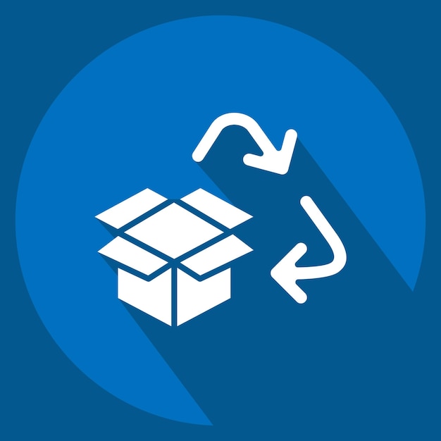Icon Carboard Reciclaje relacionado con Símbolo de reciclaje estilo sombra larga ilustración de diseño simple