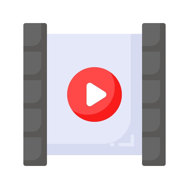 Icon del carrete de video en un carrete de estilo de diseño moderno con el símbolo de reproducción en él