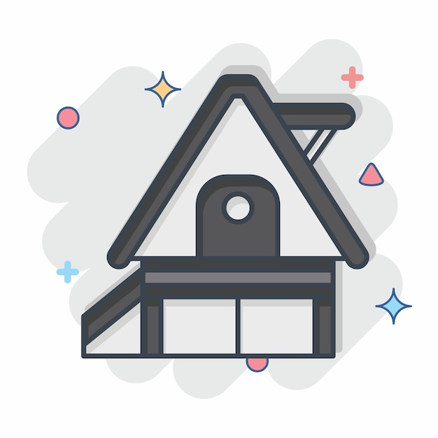 Icon Casa de vacaciones relacionada con el símbolo de alojamiento Estilo cómico diseño simple editable