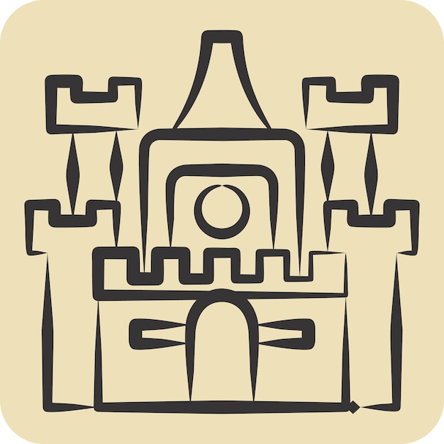 Icon Castle relacionado con alojamientos símbolo estilo dibujado a mano diseño simple editable