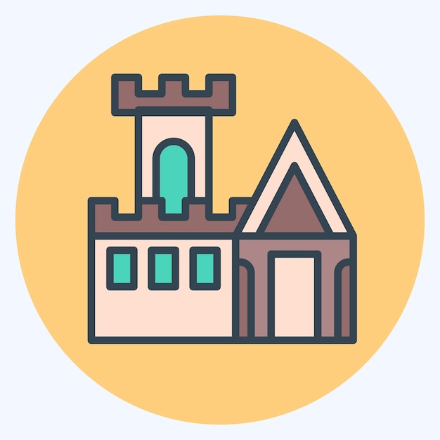 Icon Castle relacionado con el símbolo medieval estilo de color mate diseño simple editable