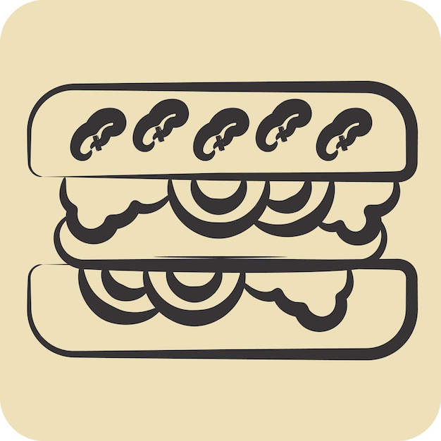 Icon Choripan relacionado con el símbolo de Argentina estilo dibujado a mano diseño simple editable