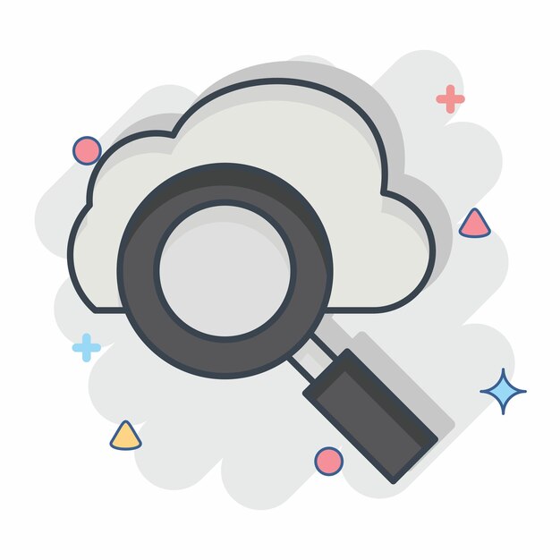 Icon Cloud Busca relacionada con el símbolo de red tiza Ilustración sencilla de estilo