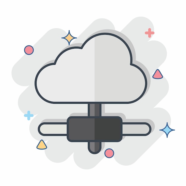 Icon Cloud Connection relacionado con el diseño de estilo cómico del símbolo de Dropshipping editable
