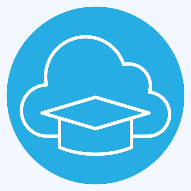 Icon Cloud Educación relacionada con el símbolo de aprendizaje estilo ojos azules ilustración de diseño simple