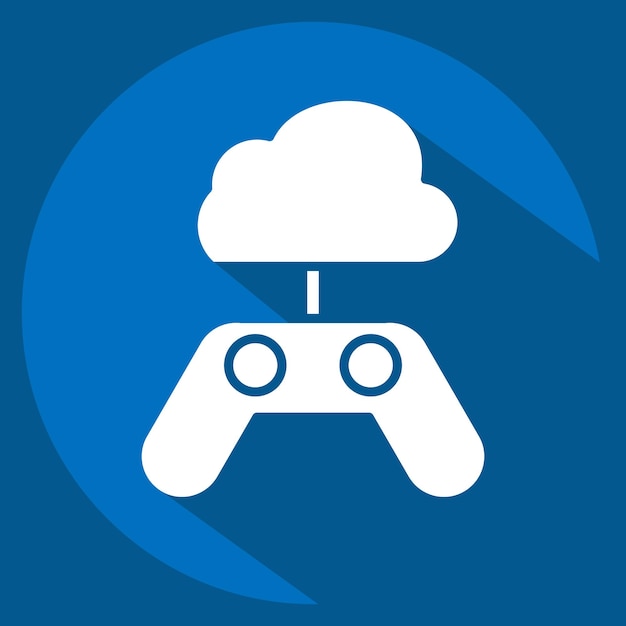 Icon Cloud Juego relacionado con el símbolo de red estilo sombra larga ilustración simple