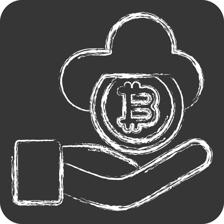 Vector icon cloud money relacionado con el símbolo de criptografía tiza ilustración de diseño sencillo de estilo