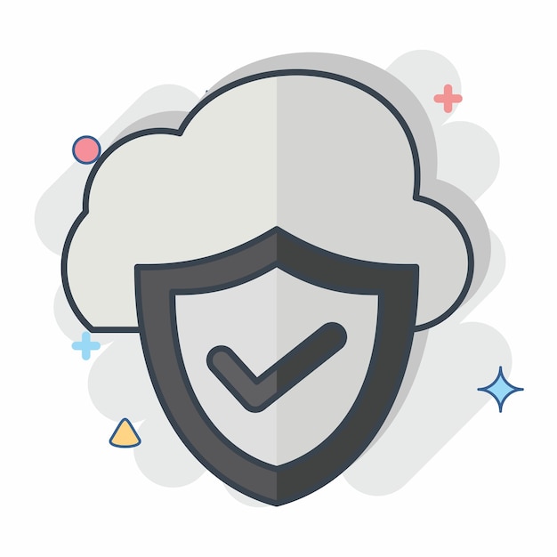Icon Cloud Seguridad relacionada con el símbolo de red tiza Ilustración sencilla de estilo