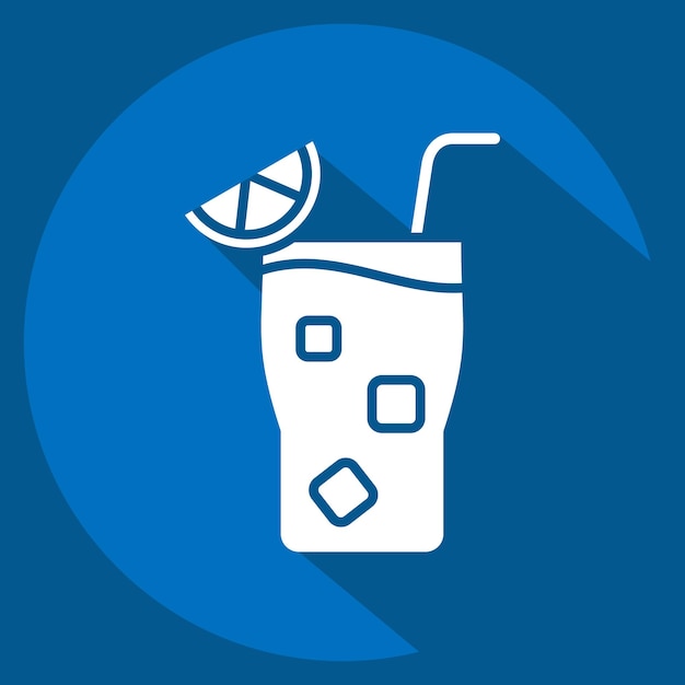 Icon Cocktail 3 relacionado con CocktailsDrink símbolo estilo de sombra larga diseño simple editable