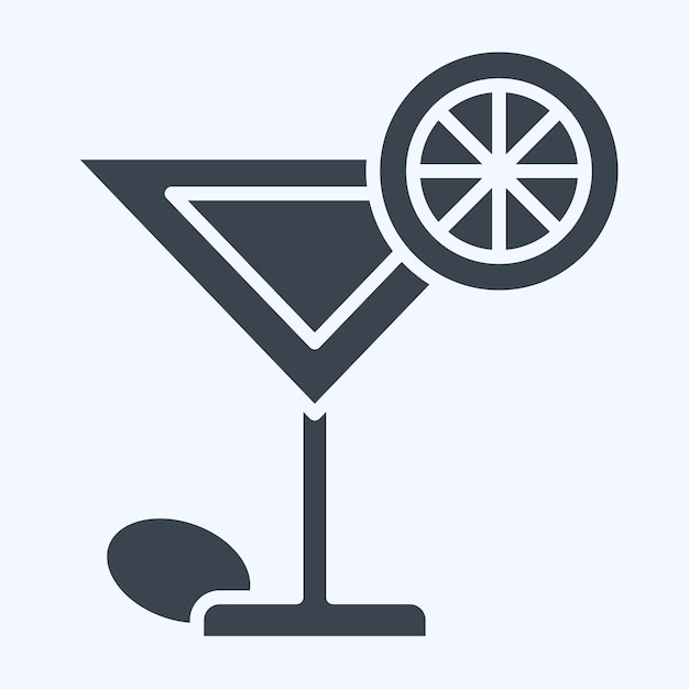 Icon Cocktails relacionados con el diseño de estilo de glifo del símbolo del restaurante editable