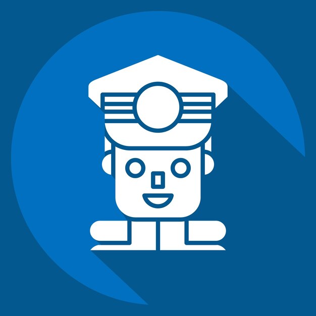 Icon Comandante relacionado con el símbolo militar estilo sombra larga diseño simple editable