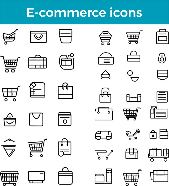 Icon de comercio electrónico Icon del carrito de compras Icon de pago Icon de tienda en línea Icon de venta Icon de caja Icon vector