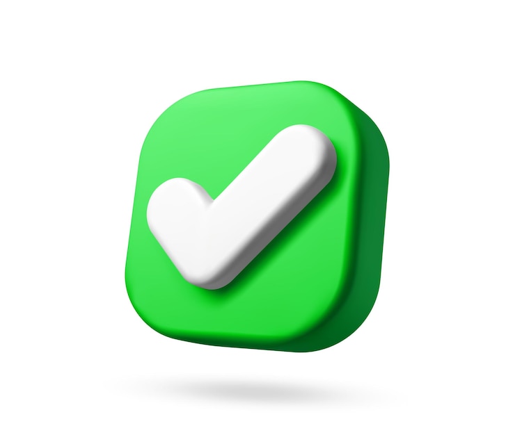 Vector icon de comprobación 3d lista de comprobación botón de marcación hecho