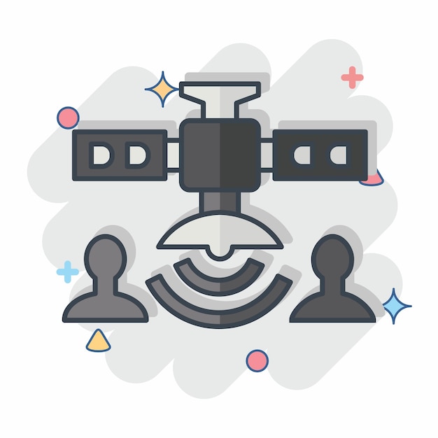 Icon Comunicaciones Satélite relacionado con Símbolo de satélite estilo cómic diseño simple editable