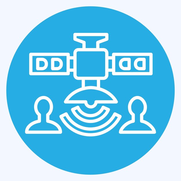 Icon Comunicaciones Satélite relacionado con Símbolo de satélite Estilo de ojos azules Diseño simple editable
