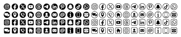 Vector icon de contacto y conjunto de iconos de redes sociales