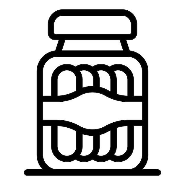 Icon del contorno del frasco de vidrio con pepinillos que conservan los alimentos