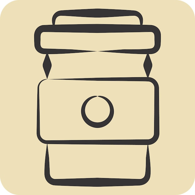 Icon Copa de café relacionada con el símbolo de patinaje estilo dibujado a mano ilustración de diseño simple