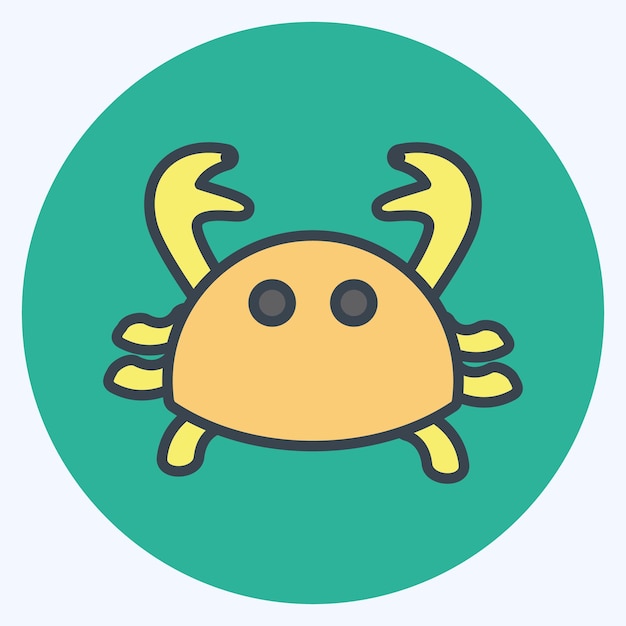Icon Crab adecuado para el símbolo del mar estilo de color mate diseño simple editable