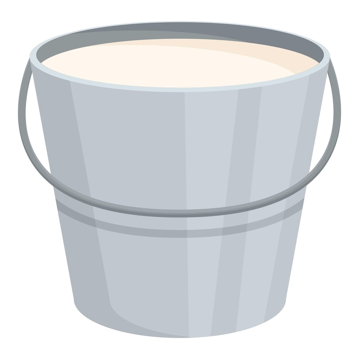 Vector icon de cubo de acero de leche de cabra vector de dibujos animados salpicaduras de comida