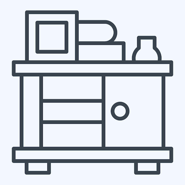 Icon Curtain Drawer relacionado con la decoración vintage estilo de línea de símbolo ilustración simple