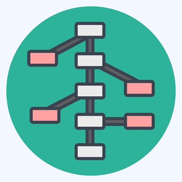 Icon Decision Trees relacionados con el aprendizaje automático símbolo color mate estilo editable