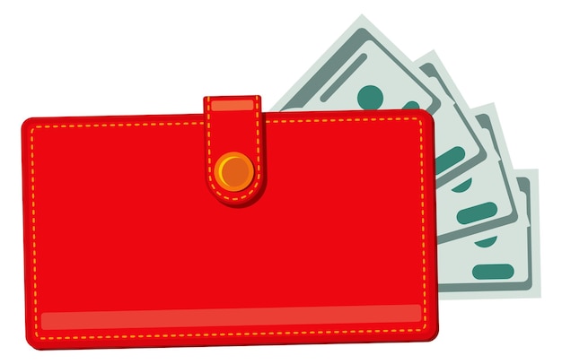 Icon de dibujos animados de billetera Bolsa de dinero de cuero roja