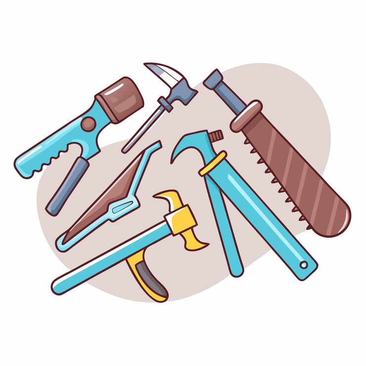 Vector icon de dibujos animados de herramientas de mano en un fondo blanco aislado 11