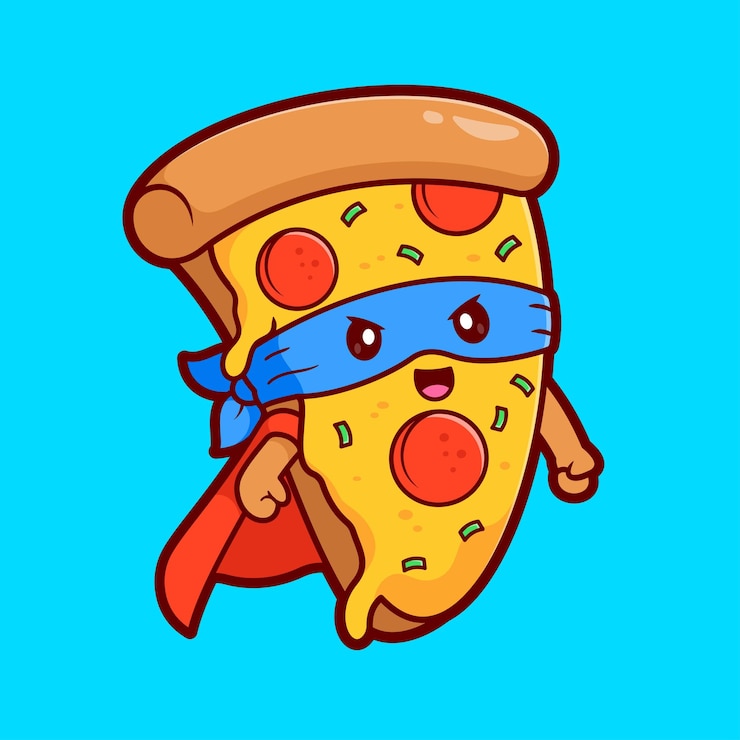 Vector icon de dibujos animados de superhéroes de pizza icono vectorial ilustración de comida icono de vacaciones vector plano aislado