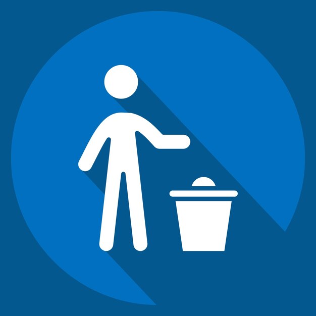Icon Discard relacionado con borrar símbolo estilo sombra larga ilustración de diseño simple