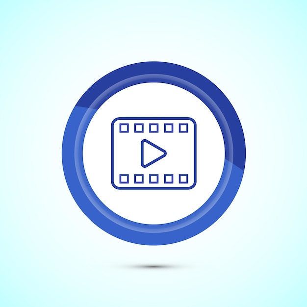 Icon de diseño de vídeo Ilustración de la cámara Icon de la cámara de vídeo Símbolo de la película Signo de botón de color azul Diseño
