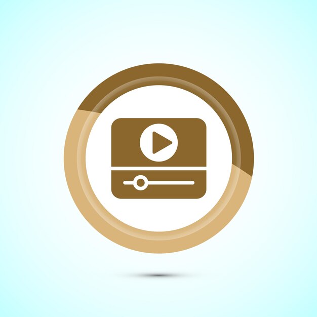 Icon de diseño de vídeo Ilustración de la cámara Icon de la cámara de vídeo Símbolo de la película Signo de color dorado Diseño del botón