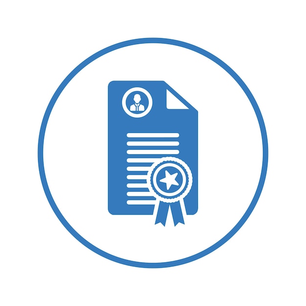 Icon de documento de los certificados de logro Diseño de color azul
