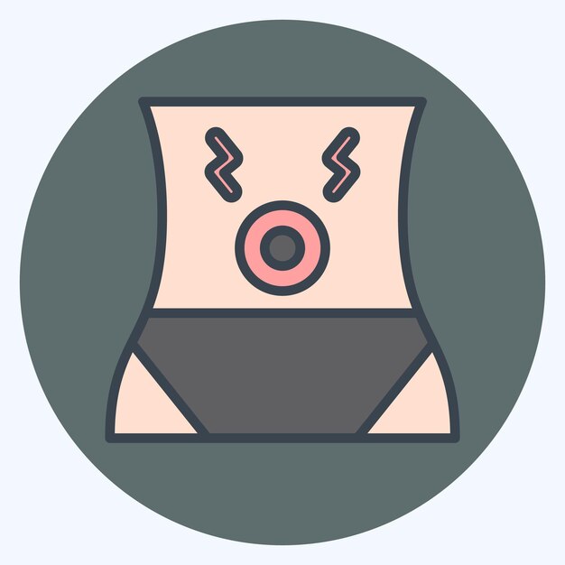 Icon dolor abdominal relacionado con el cuerpo dolor símbolo color mate estilo diseño simple editable