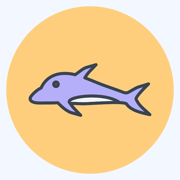 Icon Dolphin adecuado para el símbolo del mar estilo de color mate diseño simple editable