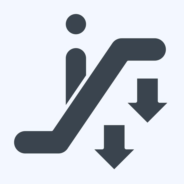 Icon Down Escalator relacionado con el símbolo del aeropuerto estilo glifo ilustración de diseño simple
