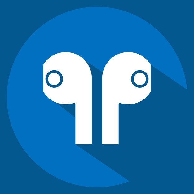 Icon Earbuds relacionados con el símbolo de la computadora estilo de sombra larga diseño simple editable