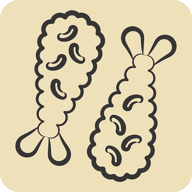 Icon Ebi Fry relacionado con el símbolo de mariscos estilo dibujado a mano ilustración de diseño simple