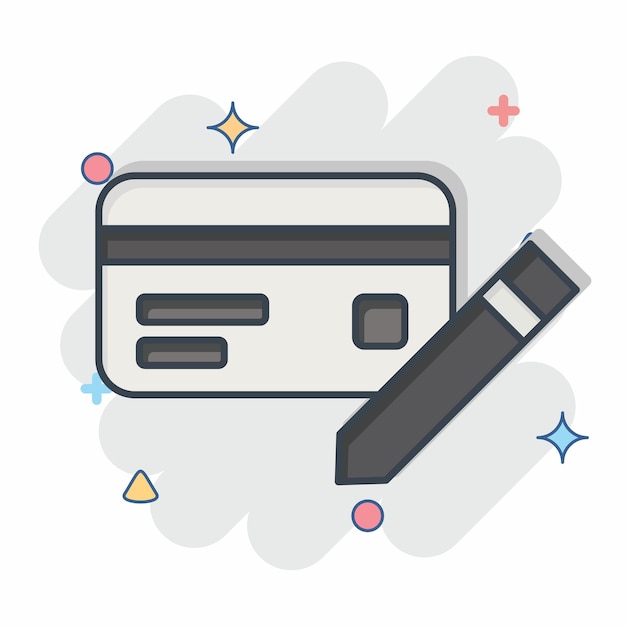 Icon Editar relacionado con el símbolo de la tarjeta de crédito estilo cómico ilustración simple