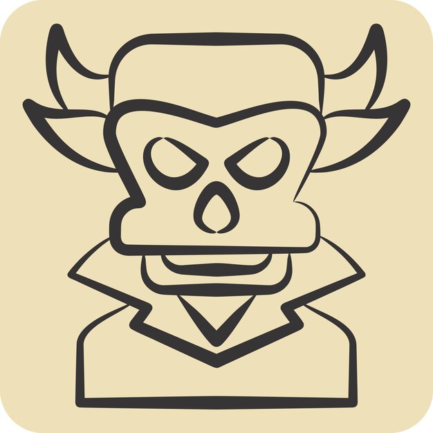 Icon Evil relacionado con el símbolo de Halloween estilo dibujado a mano ilustración de diseño simple