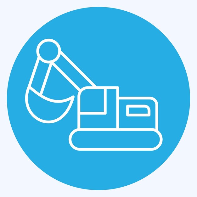 Icon Excavator relacionado con el símbolo de minería estilo de ojos azules diseño simple editable
