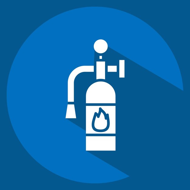 Icon Extinguidor de incendios relacionado con el símbolo de emergencia estilo sombra larga ilustración de diseño simple