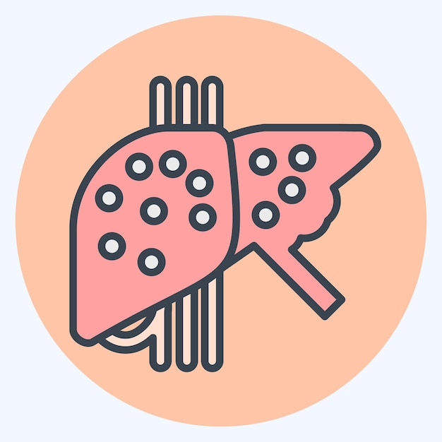 Icon Fatty Liver relacionado con el hepatólogo símbolo color mate estilo diseño simple editable